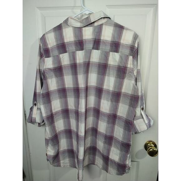 Carhartt Woman 26/18 Shirt Plaid Purple Button Collared Roll Tab Long Sleeve... - Picture 11 of 11